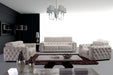 Lumy - Modern Tufted White Leather Loveseat with Crystals