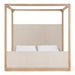 Sergio - Modern Beige Fabric + Natural Oak Canopy Bed
