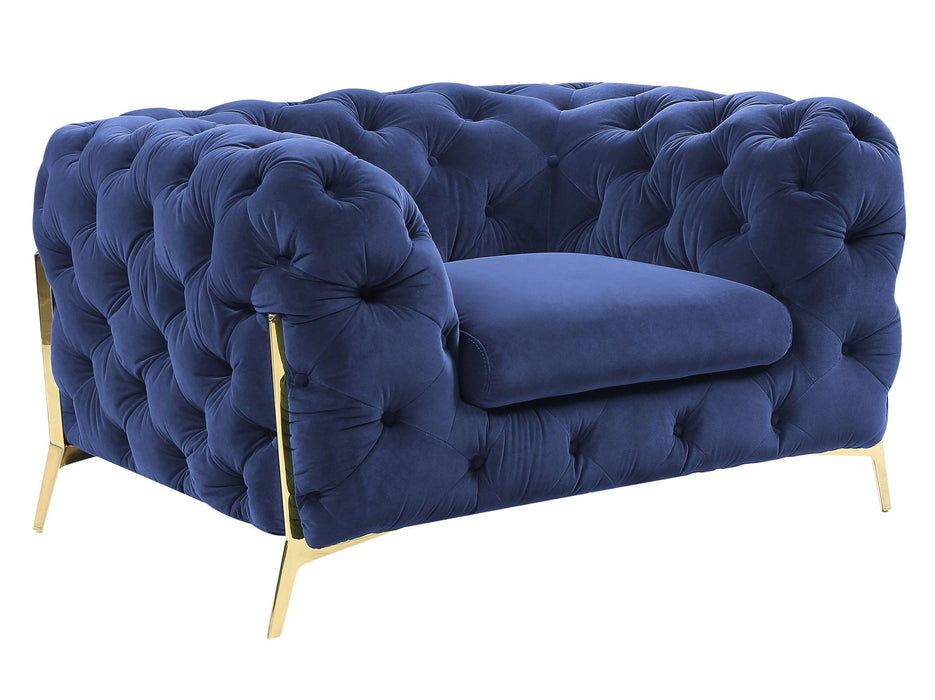 Sheila - Transitional Dark Blue Fabric Chair