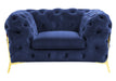 Sheila - Transitional Dark Blue Fabric Chair