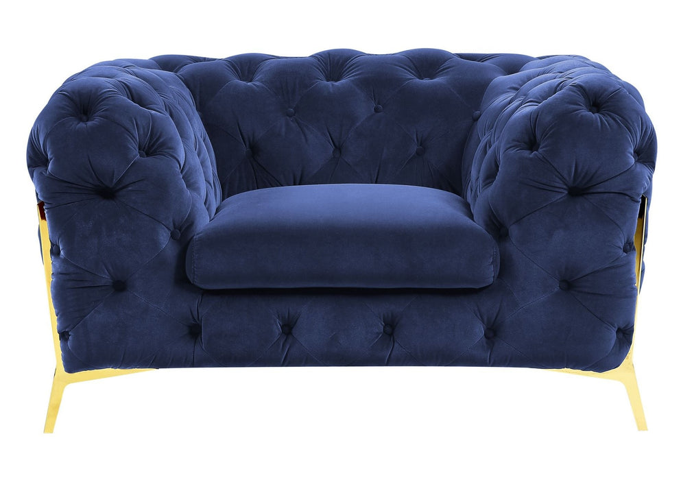 Sheila - Transitional Dark Blue Fabric Chair