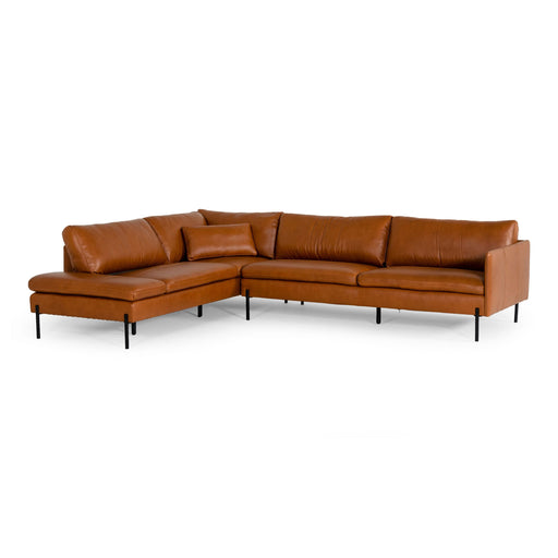 Sherry - Modern Cognac Leather Left Facing Sectional Sofa