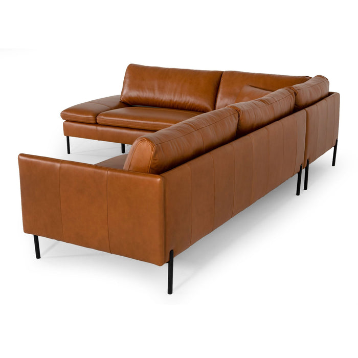 Sherry - Modern Cognac Leather Left Facing Sectional Sofa