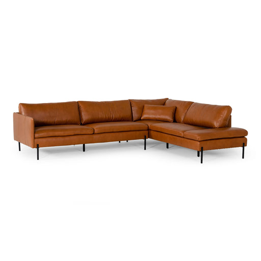 Sherry - Modern Cognac Leather Right Facing Sectional Sofa