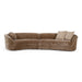 Sheth curved sectional sofa in brown fabric