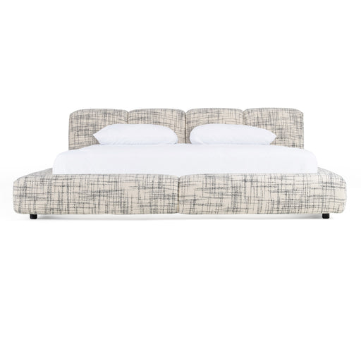 Eastern King Shiloh - Modern Off-White + Black Fabric Bed