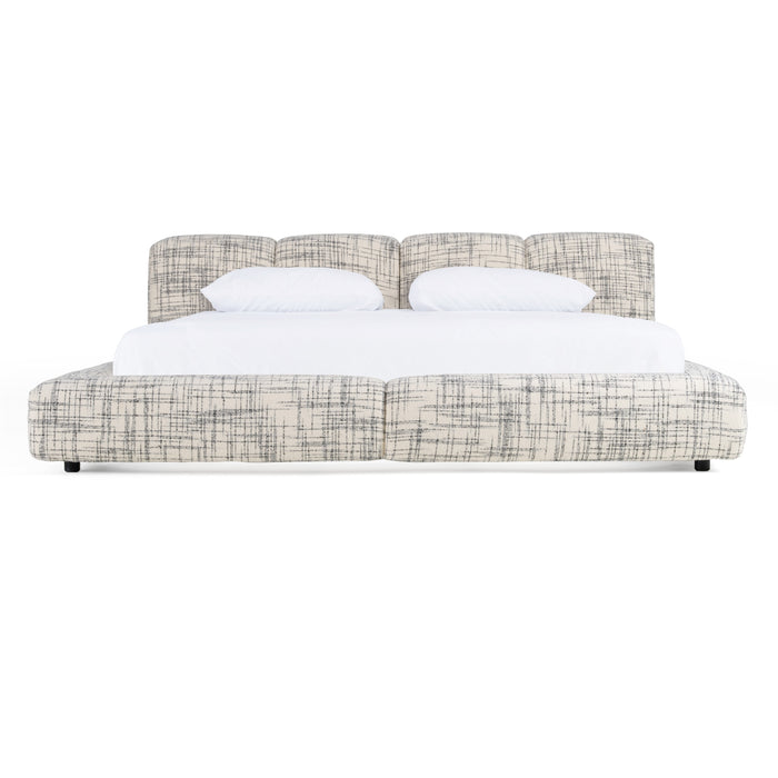 Eastern King Shiloh - Modern Off-White + Black Fabric Bed