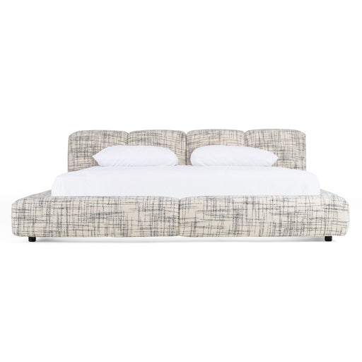 Shiloh - Modern Off-White + Black Fabric Bed