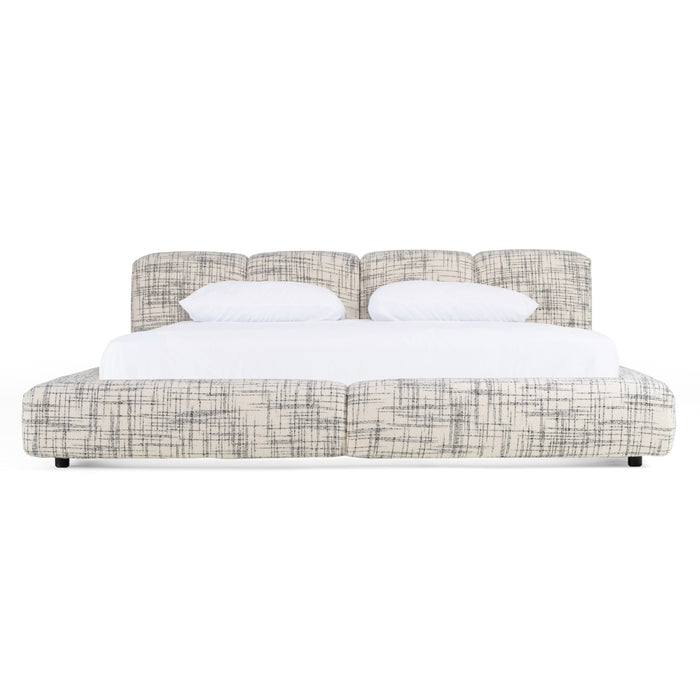 Shiloh - Modern Off-White + Black Fabric Bed