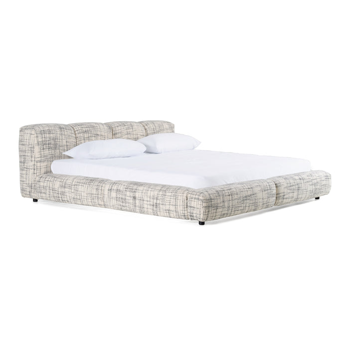 Eastern King Shiloh - Modern Off-White + Black Fabric Bed