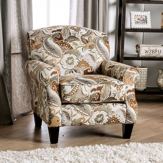 Lagley - Floral Chair - Mocha/Floral