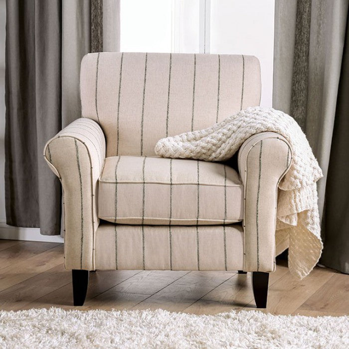 Lagley - Striped Chair - Mocha