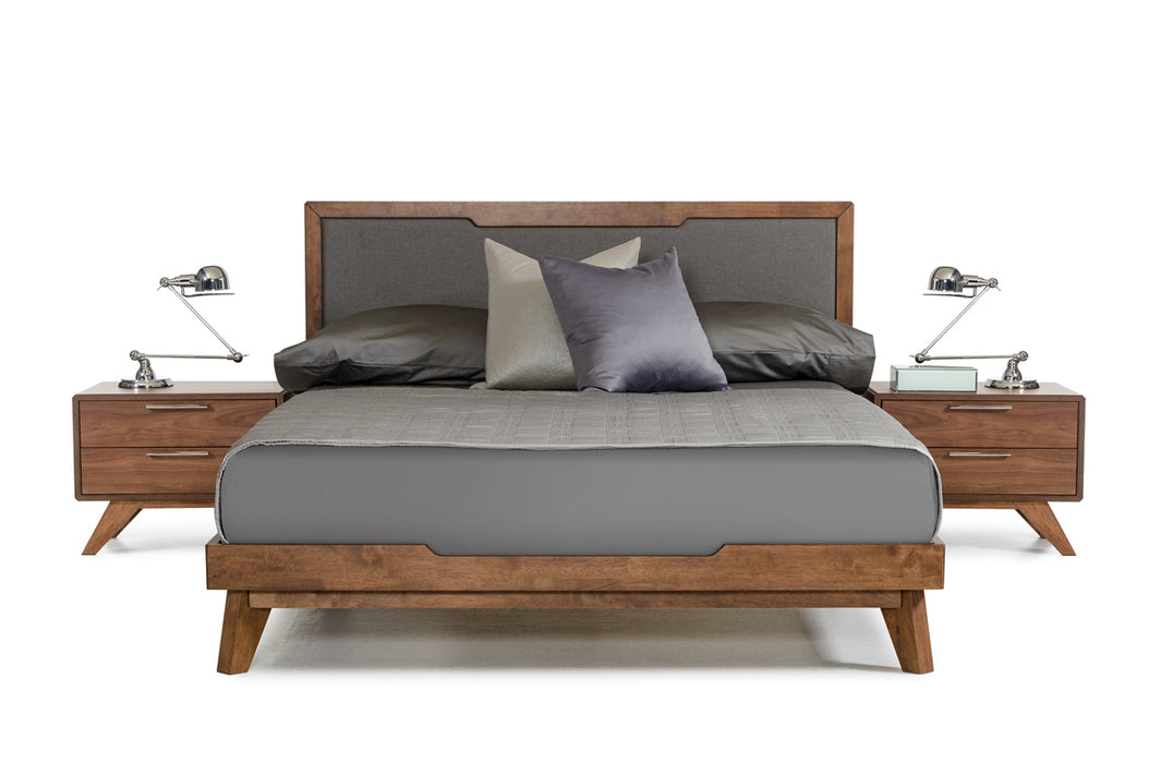 Soria Mid-Century Grey & Walnut Bedroom Set