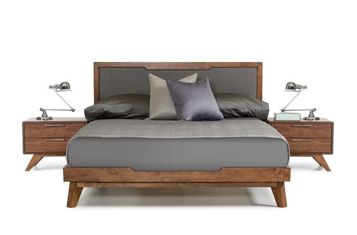 California King Soria Mid-Century Grey & Walnut Bed