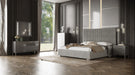 Splendor - Silver + Grey Velvet Upholstered King Platform Bed