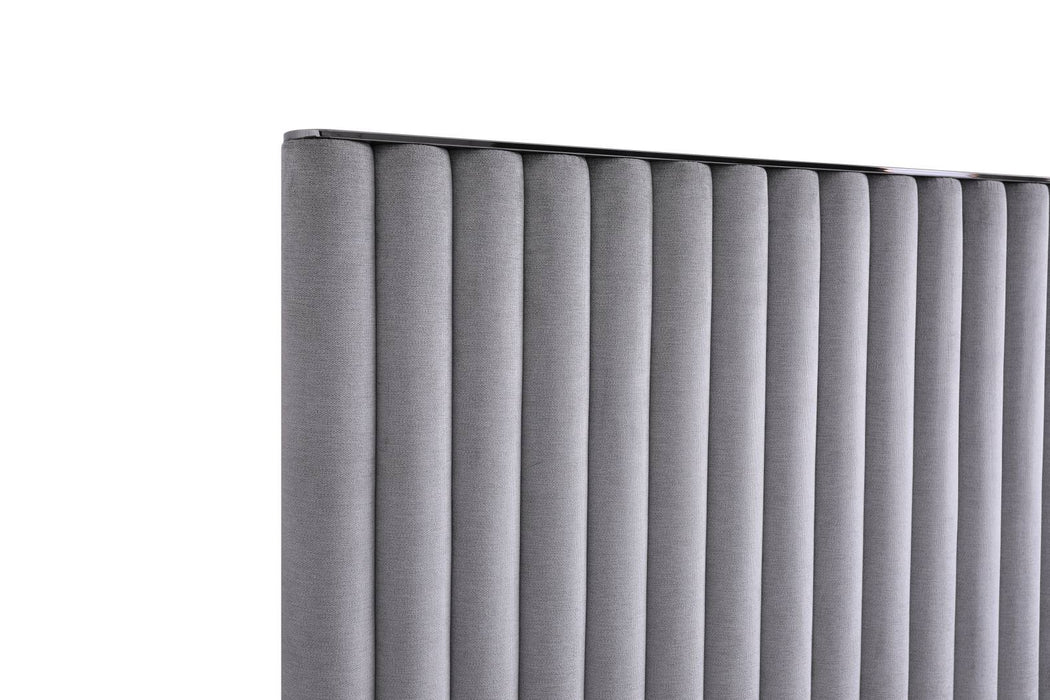 Splendor - Silver & Grey Velvet Upholstered Platform Bed Set