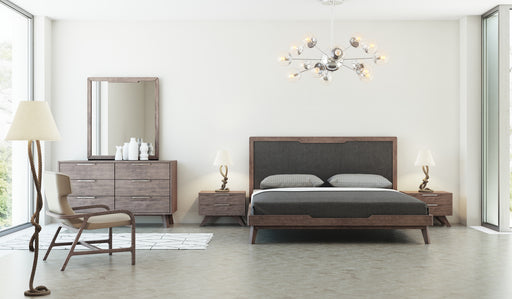 California King Soria Mid-Century Grey & Walnut Bedroom Set