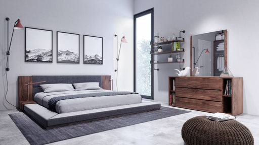 Queen Jagger Modern Dark Grey & Walnut Bedroom Set