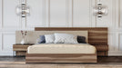 Queen Matteo Italian Modern Walnut & Fabric Bed + 2 Nightstands + Dresser Set