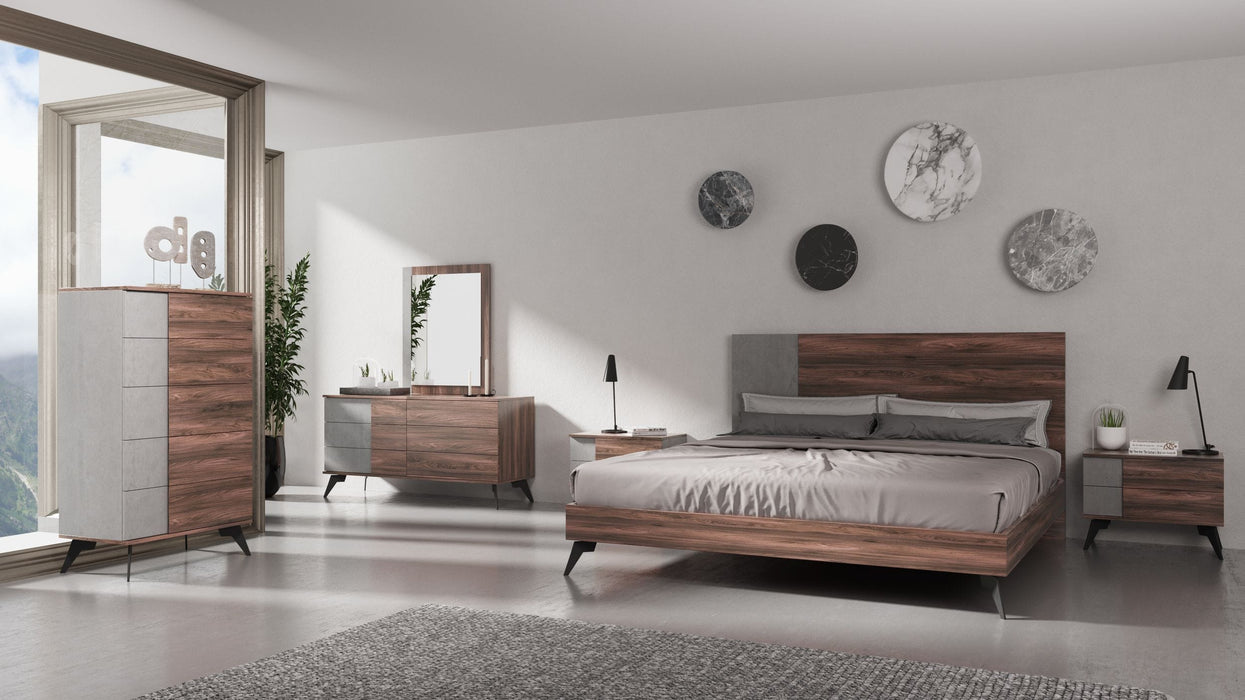 Palermo - Modern Italian Faux Concrete & Walnut Bed