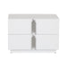 Token - Modern White & Stainless Steel Wide Nightstand