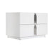 Token - Modern White & Stainless Steel Wide Nightstand