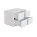 Token - Modern White & Stainless Steel Wide Nightstand