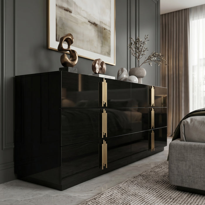 Token Modern Black & Gold 4-Piece Bedroom Set