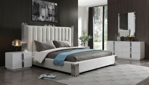 Token - Queen Modern White & Stainless Steel Bed
