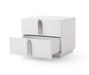 Token - Modern White + Stainless Steel Bed + Nightstands