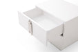 Token - Modern White + Stainless Steel Bed + Nightstands