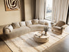 Trevor - Modern Tan Fabric Curved Sectional Sofa