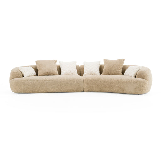 Trevor - Modern Tan Fabric Curved Sectional Sofa