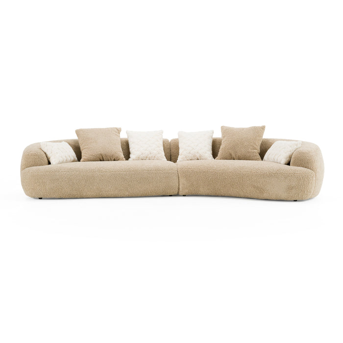 Trevor - Modern Tan Fabric Curved Sectional Sofa