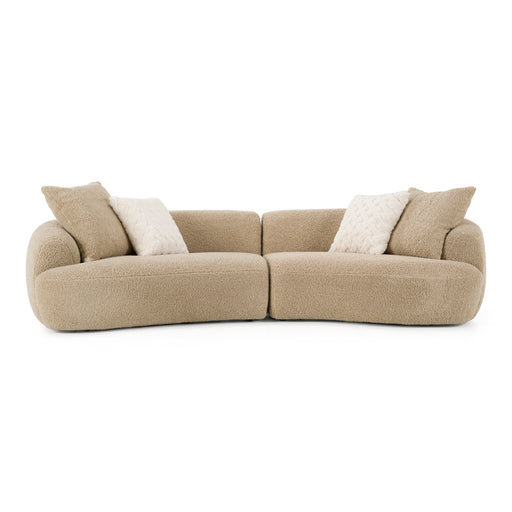 Trevor - Modern Tan Fabric Curved Mini Sectional Sofa