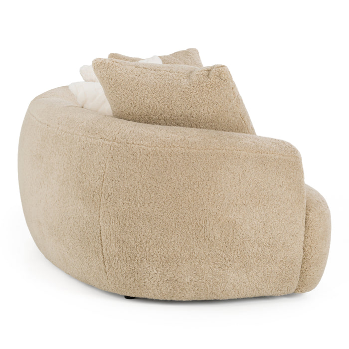 Trevor - Modern Tan Fabric Curved Mini Sectional Sofa