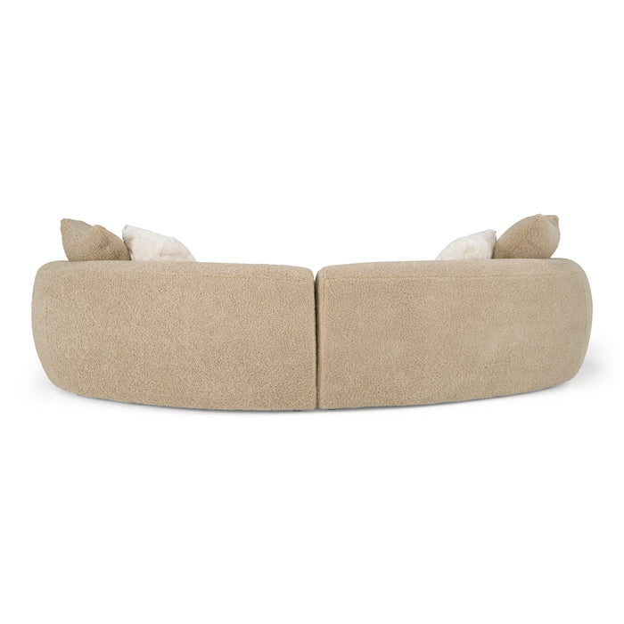Trevor - Modern Tan Fabric Curved Mini Sectional Sofa