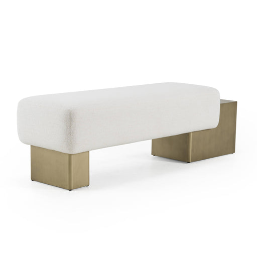 Triumph - Contemporary Off-White Fabric + Antique Brass Bench