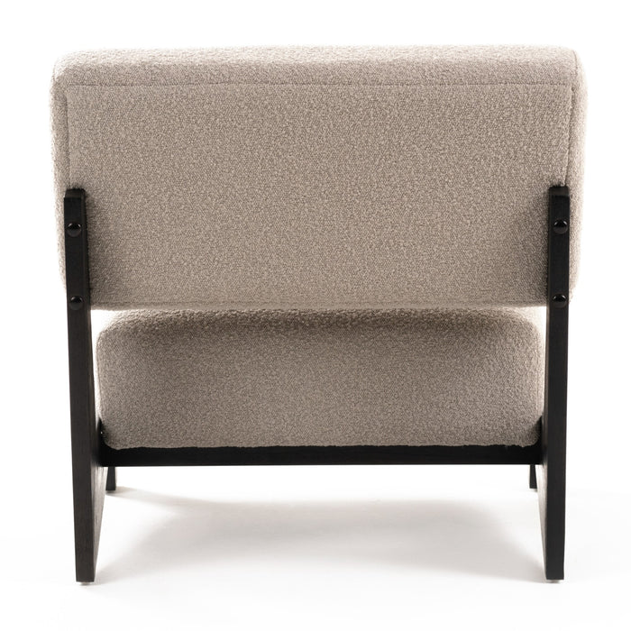 Tucker - Mid-Century Modern Light Grey Fabric + Black Walnut Accent Chair