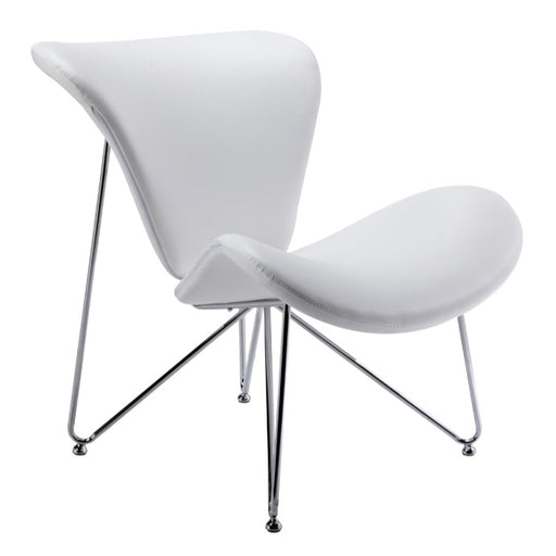 Decatur Mid-Century White Leatherette Accent Chair