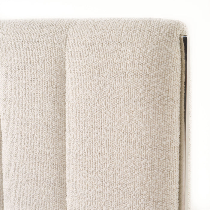 Valhalla + Lorenzo - Modern White Fabric + Light Oak 4-Piece Bedroom Set