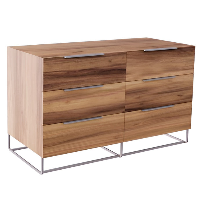 Bergeron + Lorenzo - Contemporary Cream Fabric + Light Oak 4-Piece Bedroom Set