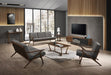Candea - Mid-Century Walnut and Grey Accent Chair