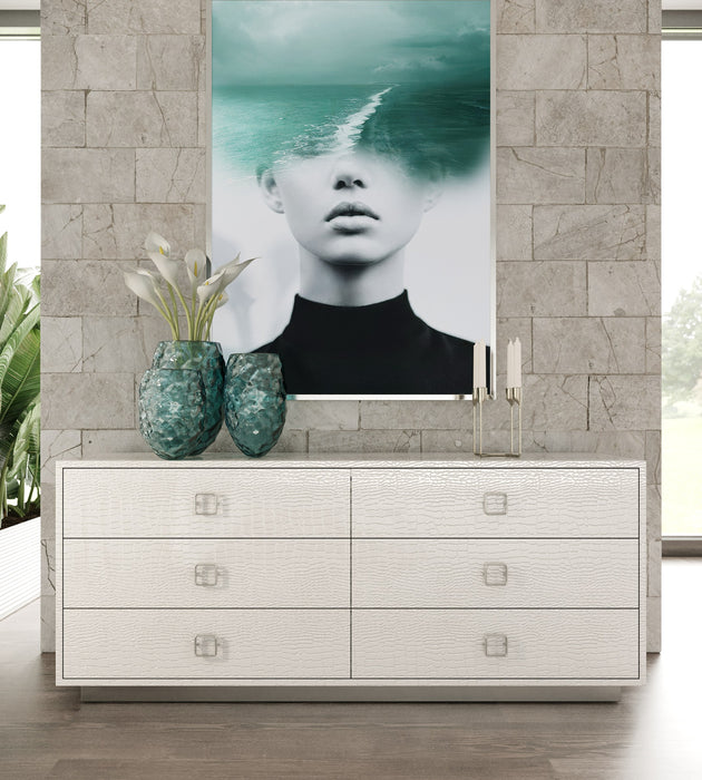 Ovidius + Victoria - Modern White Crocodile Lacquer Bedroom Set