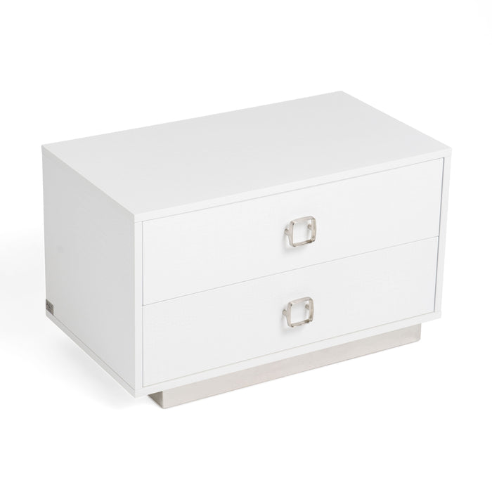 Victoria Modern White Crocodile Nightstand
