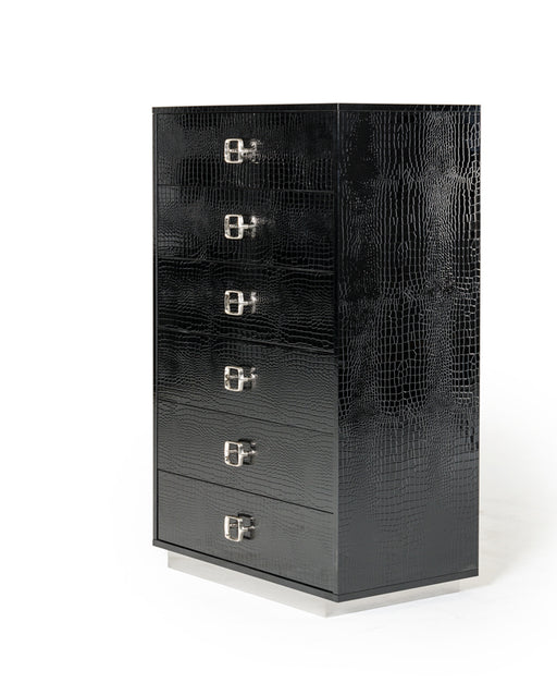 Victoria Modern Black Crocodile Chest