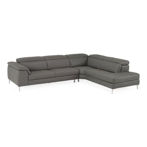 Viola - Italian Contemporary Blue-Grey Leather Right Facing Sectional Sofa