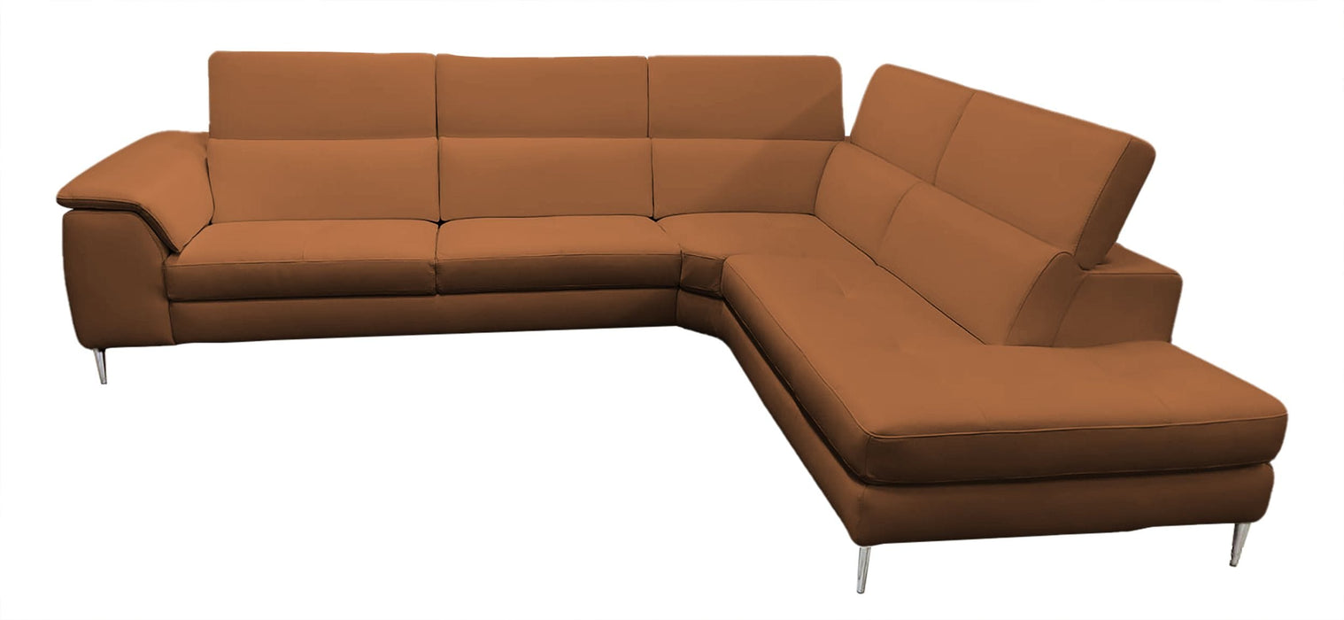 Viola - Italian Contemporary Cognac Leather Right Facing Sectional Sofa