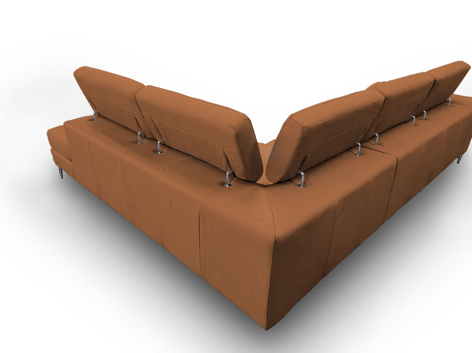 Viola - Italian Contemporary Cognac Leather Right Facing Sectional Sofa