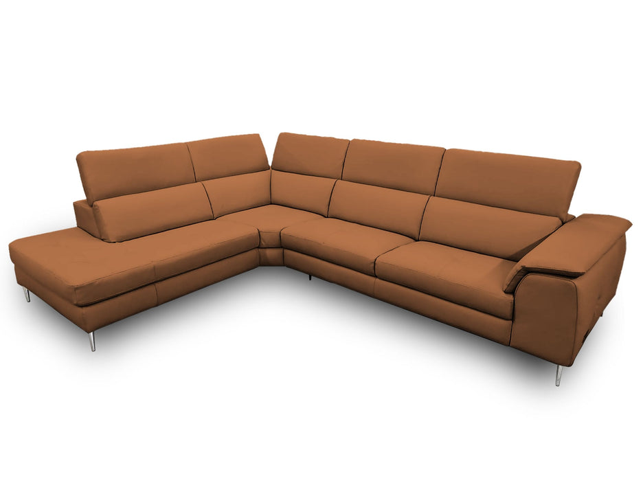 Viola - Italian Contemporary Cognac Leather Left Facing Sectional Sofa